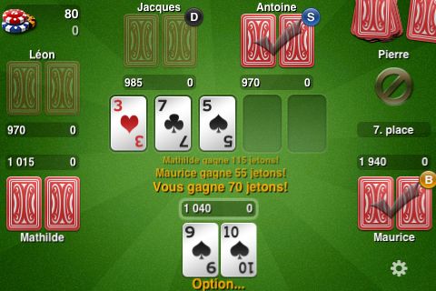 Une partie de Texas Hold'em sur iPhone