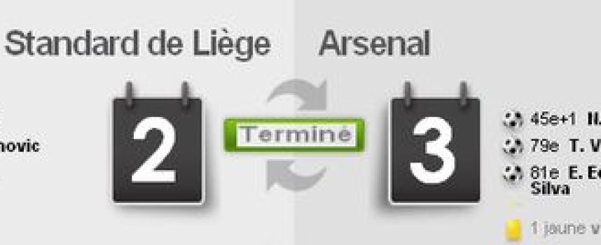 Vidéos buts Standard de Liège 2 - 3 Arsenal, résumé