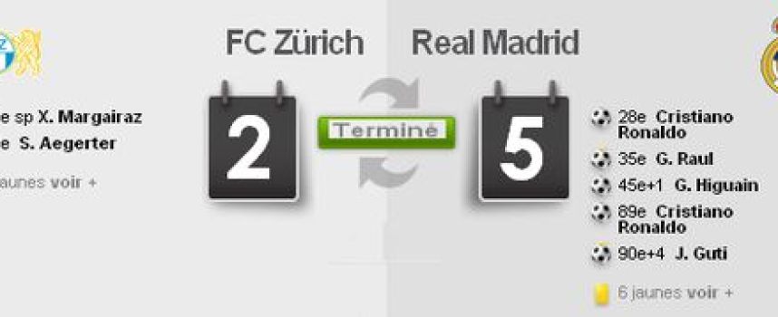 Vidéos buts Zurich 2 - 5 Real Madrid, résumé