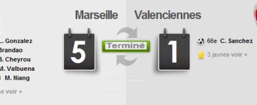 Vidéos buts Marseille OM 5 - 1 VA Valenciennes, résumé