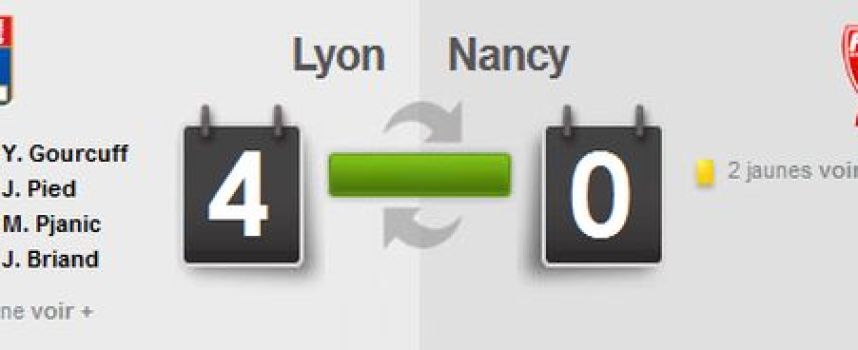 Vidéos buts Lyon 4 - 0 Nancy, résumé 18/02/2011 (Briand)