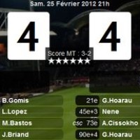 Vidéos buts Lyon OL 4 - 4 PSG Paris, résumé 25/02/2012