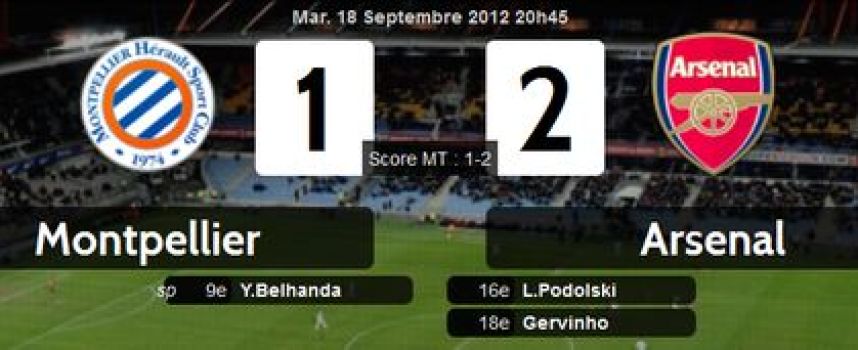 Vidéos buts Montpellier 1 - 2 Arsenal (Podolski, Gervinho, Belhanda)