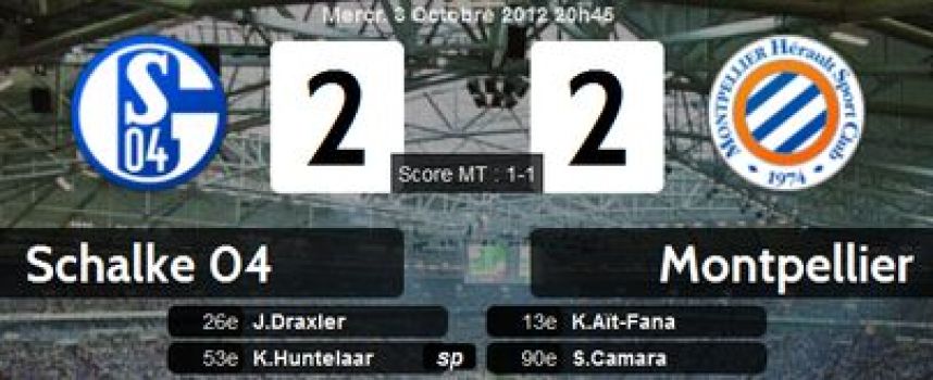 Vidéos buts Schalke 2 - 2 Montpellier, résumé 03/10/2012
