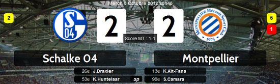 résumé vidéo Schalke Montpellier, 03/10/2012