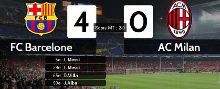 Vidéos buts Barcelone 4 - 0 Milan AC, (Messi, Villa, Alba) résumé 12/03/2013
