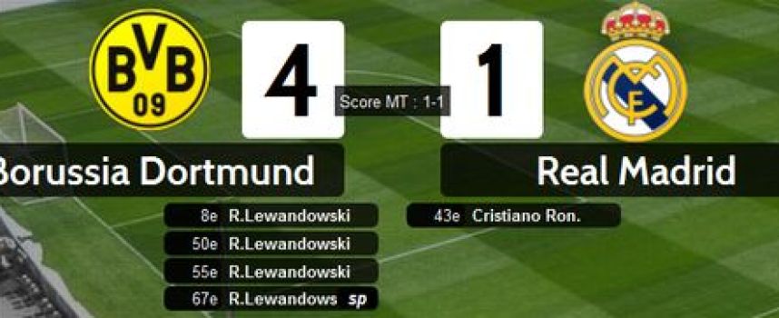 Vidéos buts Borussia Dortmund 4 - 1 Real Madrid (quadruplé Lewandowski, Ronaldo)