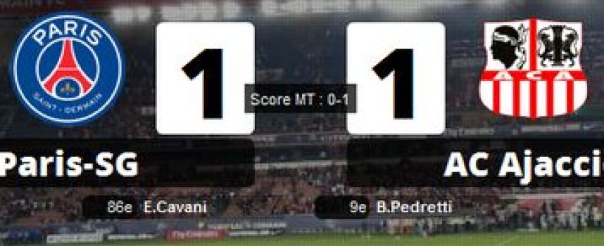 Vidéos buts PSG 1 - 1 Ajaccio (Pedretti, Cavani), résumé 18/08/2013