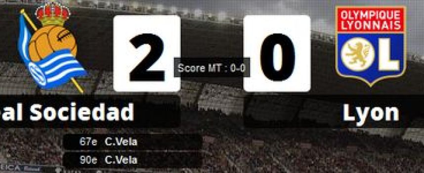Vidéos buts Real Sociedad 2 - 0 Lyon, (doublé de Vela)