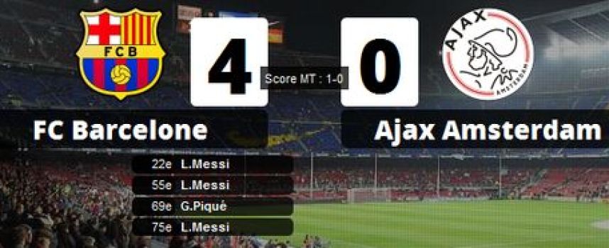 Vidéos buts Barcelone 4 - 0 Ajax Amsterdam (triplé Messi, Piqué)