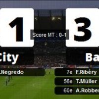 Vidéos buts Manchester City 1 - 3 Bayern Munich (Ribéry, Muller, Robben, Negredo)