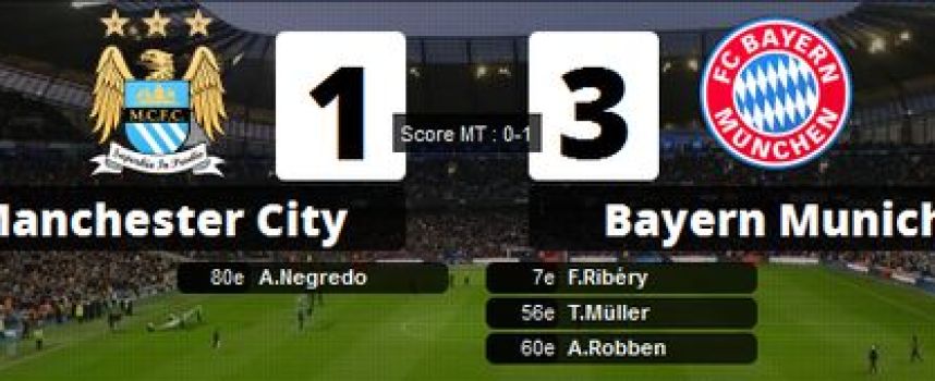 Vidéos buts Manchester City 1 - 3 Bayern Munich (Ribéry, Muller, Robben, Negredo)