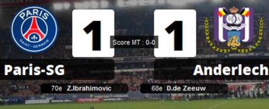Vidéos buts PSG 1 - 1 Anderlecht, (Ibrahimovic, de Zeeuw), résumé 05/11/2013