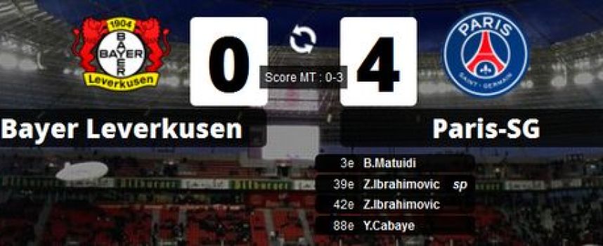 Vidéos buts Bayer Leverkusen 0 - 4 PSG (Matuidi, Ibrahimovic, Cabaye), résumé 18/02/2014
