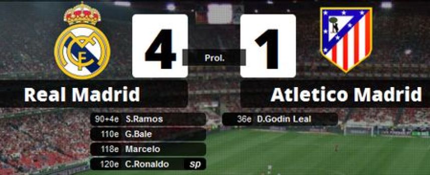 Vidéos buts Real Mardid 4 - 1 Atletico Madrid, Finale Ligue des Champions 2014 (Ramos, Bale, Marcelo, Godin, Ronaldo)