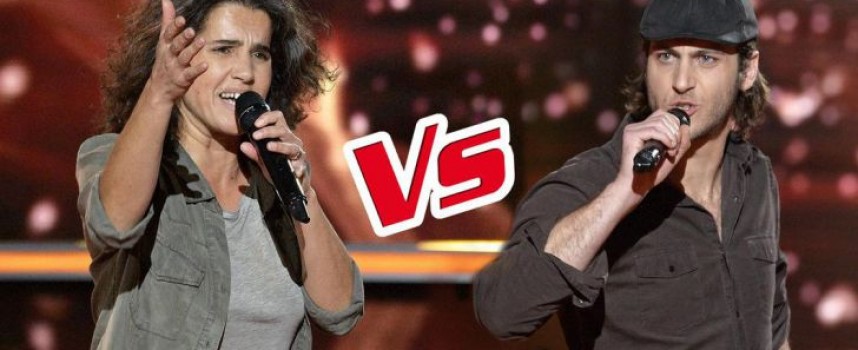 Marianne Aya Omac vs Romain, la battle sur Un Homme debout (Claudio Capéo) – The Voice 2017